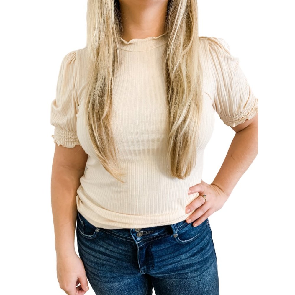 Beige Puff Sleeve Top